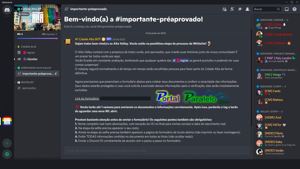 Oque acontece após passar na WL da Cidade Alta